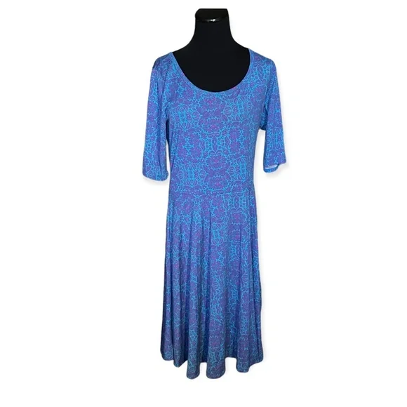 LuLaRoe | Dresses | Xl Lularoe Nicole Swing Dress New Beautiful Turquoise  Hot Pink Xlarge 82 | Poshmark